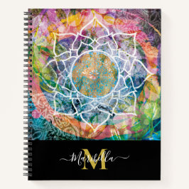 Mandala Mixed Media Bohemisch Personalisieren Mono Notizbuch