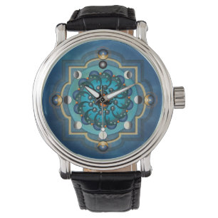 Mandala-Mond-Phasen-Uhr Armbanduhr