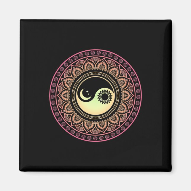 Mandala Mond und Sonne Yin Yang  Magnet (Vorne)