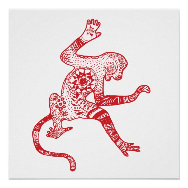 Mandala Monkey Poster Paper Print (Vorderseite)