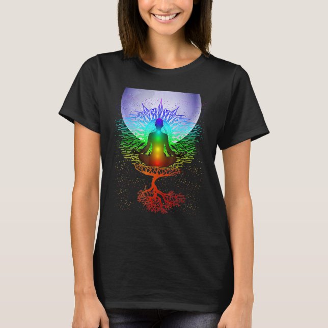 Mandala Moon Chakra Tree Life T-Shirt (Vorderseite)