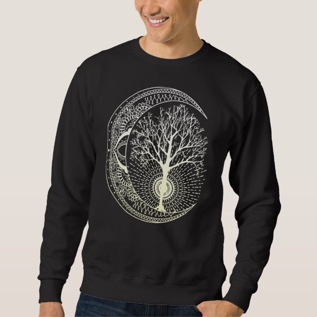 Mandala Moon Tree of Life Tattoo Style Sweatshirt (Vorderseite)