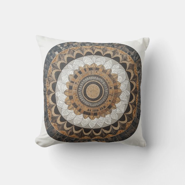 Mandala Mosaic Circle Pillow Kissen (Vorderseite)