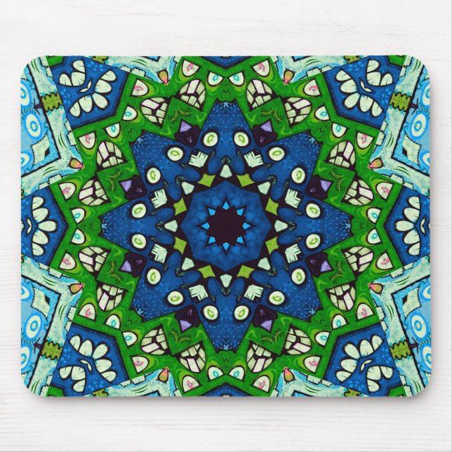 Mandala Mosaic Rosette Boho Retro Hippie Mousepad (Vorne)
