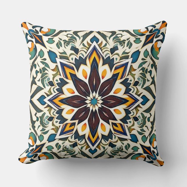 Mandala Mosaic Throw Pillow Kissen (Vorderseite)