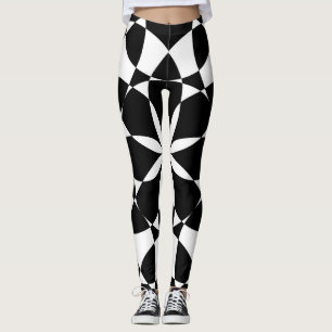 Mandala-Mosaik-Retro-Blume in Schwarzweiß Leggings