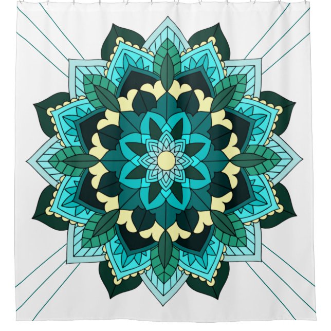 Mandala Muster 02 in Aqua Duschvorhang (Vorderseite)