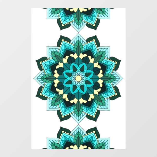 Mandala Muster 02 in aqua Fensteraufkleber (Blatt)