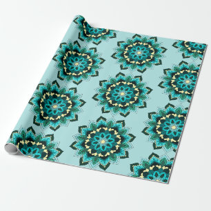 Mandala Muster 02 in aqua Geschenkpapier