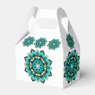 Mandala Muster 02 in aqua Geschenkschachtel