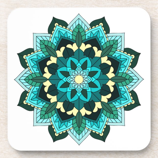 Mandala Muster 02 in aqua Getränkeuntersetzer (Vorderseite)