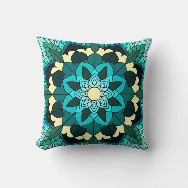 Mandala Muster 02 in aqua Kissen (Vorderseite)