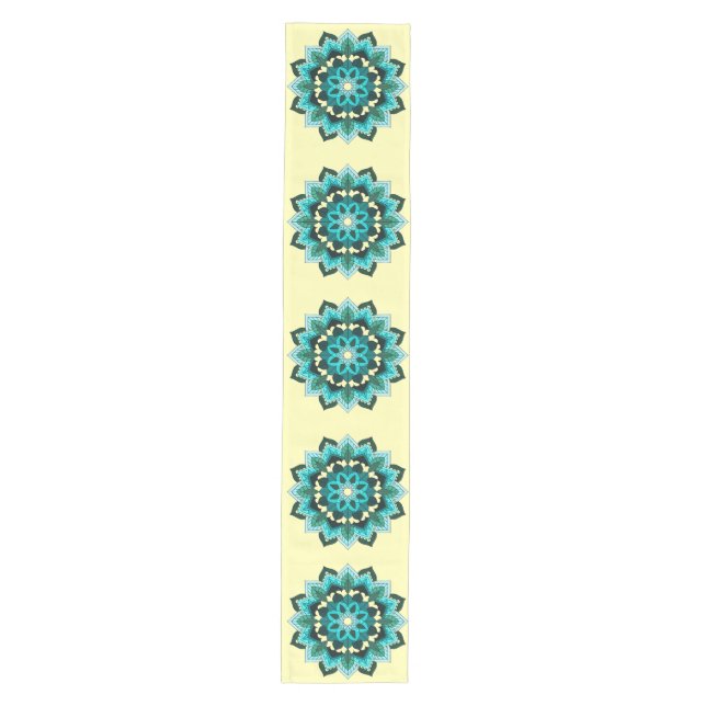 Mandala Muster 02 in aqua Medium Table Runner Mittelgroßer Tischläufer (Vorderseite)
