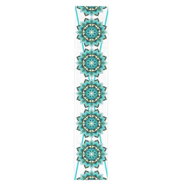 Mandala Muster 02 in aqua Medium Table Runner Mittelgroßer Tischläufer (Vorderseite)