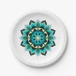 Mandala Muster 02 in aqua Pappteller