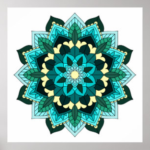 Mandala Muster 02 in aqua Poster