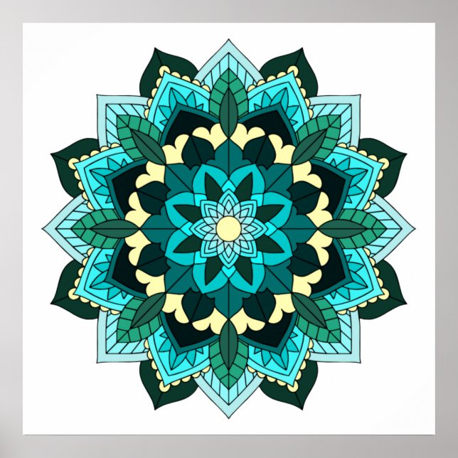 Mandala Muster 02 in aqua Poster (Vorne)