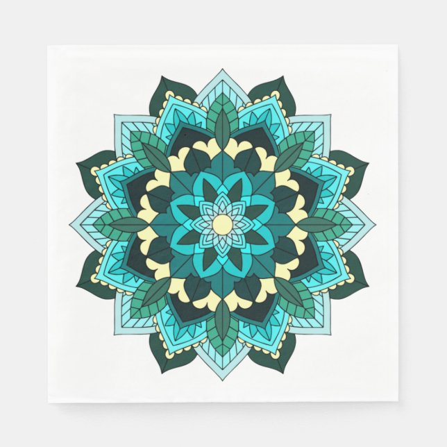 Mandala Muster 02 in aqua Serviette (Vorderseite)