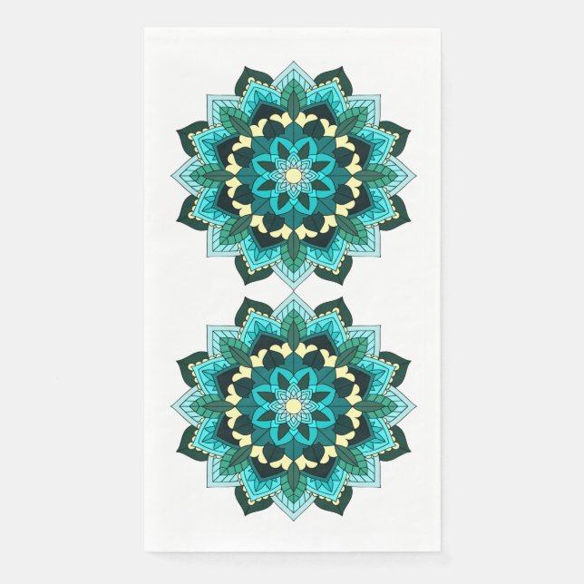 Mandala Muster 02 in aqua Serviette (Vorderseite)