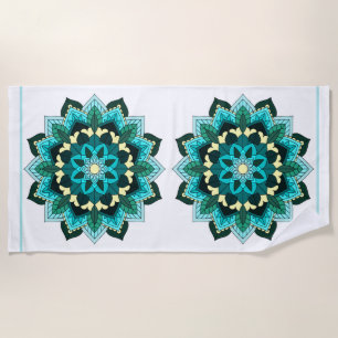 Mandala Muster 02 in aqua Strandtuch