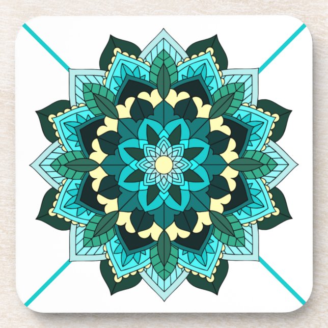 Mandala Muster 02 in aqua Untersetzer (Vorderseite)