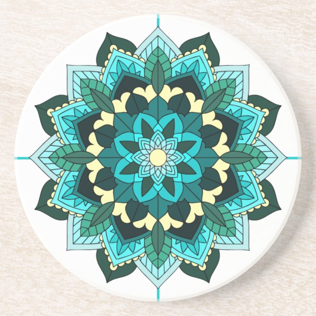 Mandala Muster 02 in aqua Untersetzer (Vorne)