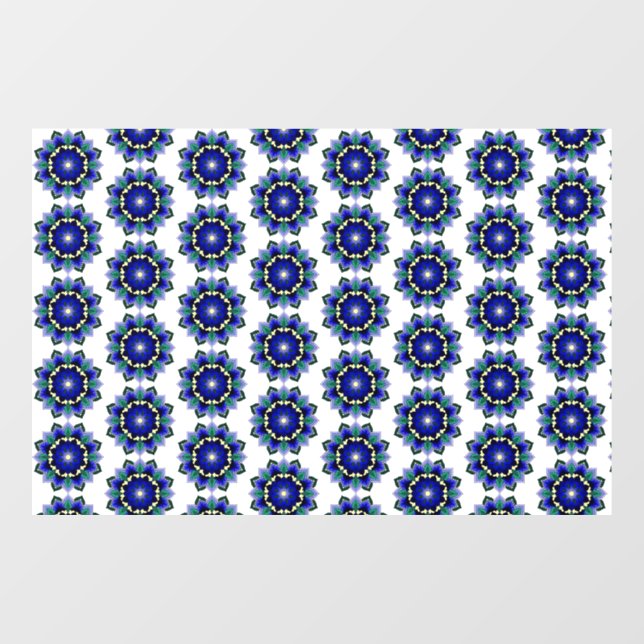 Mandala Muster 02 in blau Fensteraufkleber (Blatt)