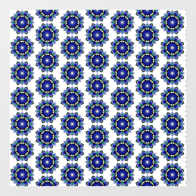 Mandala Muster 02 in blau Fensteraufkleber (Blatt)