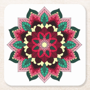 Mandala Muster 02 in der dunkelrosa Papierküste Rechteckiger Pappuntersetzer