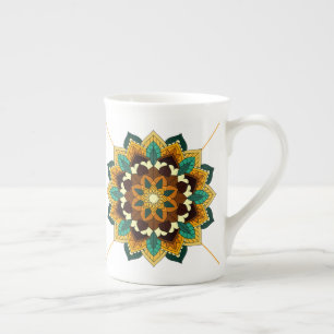 Mandala Muster 02 in der Tasse "Gelb & tan Bone Ch