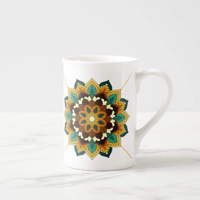 Mandala Muster 02 in der Tasse "Gelb & tan Bone Ch (Rechts)