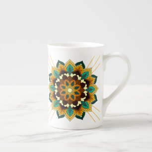Mandala Muster 02 in der Tasse "Gelb & tan Bone Ch