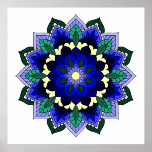 Mandala-Muster 02 in Dunkelblau Poster