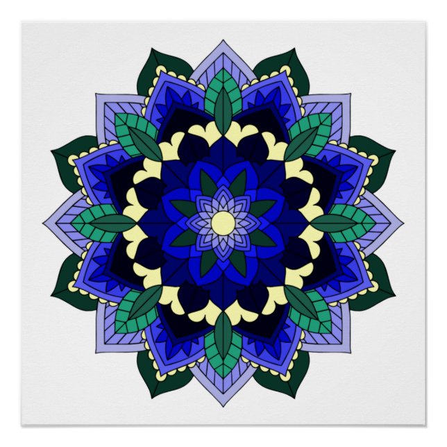 Mandala Muster 02 in dunkelblau Poster (Vorderseite)