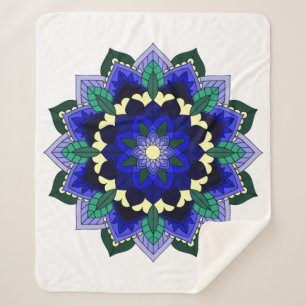 Mandala Muster 02 in dunkelblau Sherpadecke