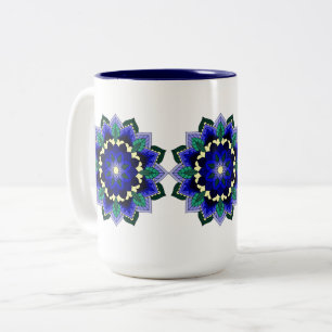 Mandala Muster 02 in dunkelblau Zweifarbige Tasse