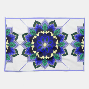 Mandala Muster 02 in dunkelblauem Teetücher Geschirrtuch
