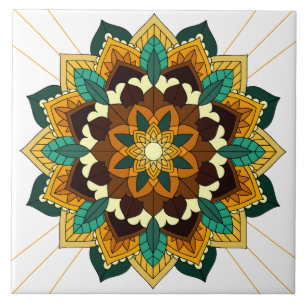 Mandala Muster 02 in Gelb & Keramik Tile Fliese