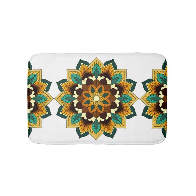 Mandala Muster 02 in gelb & tan Badematte (Vorderseite)