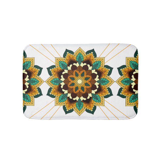 Mandala Muster 02 in gelb & tan Bath Mat Badematte (Vorderseite)