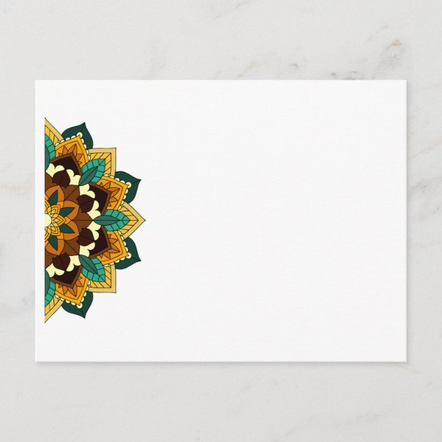 Mandala Muster 02 in gelb & tan Einladung Post (Vorderseite)