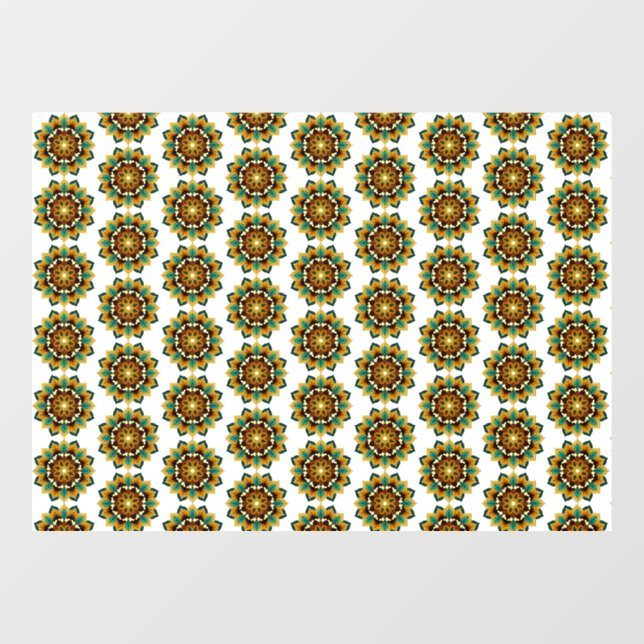 Mandala Muster 02 in gelb & tan Fensteraufkleber (Blatt)