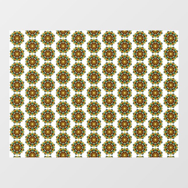 Mandala Muster 02 in gelb & tan Fensteraufkleber (Blatt)