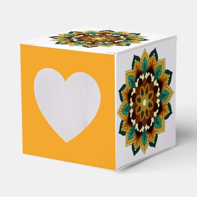 Mandala Muster 02 in gelb & tan Geschenkschachtel (Vorderseite)