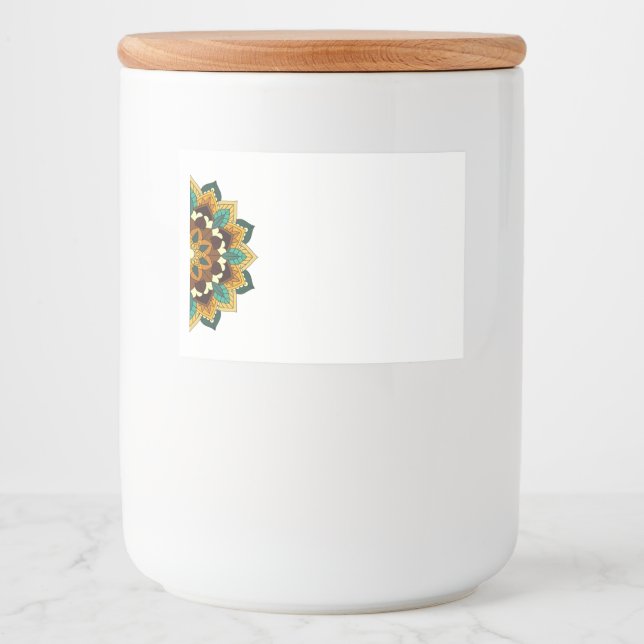 Mandala Muster 02 in gelb & tan Lebensmitteletikett (Vorderseite)