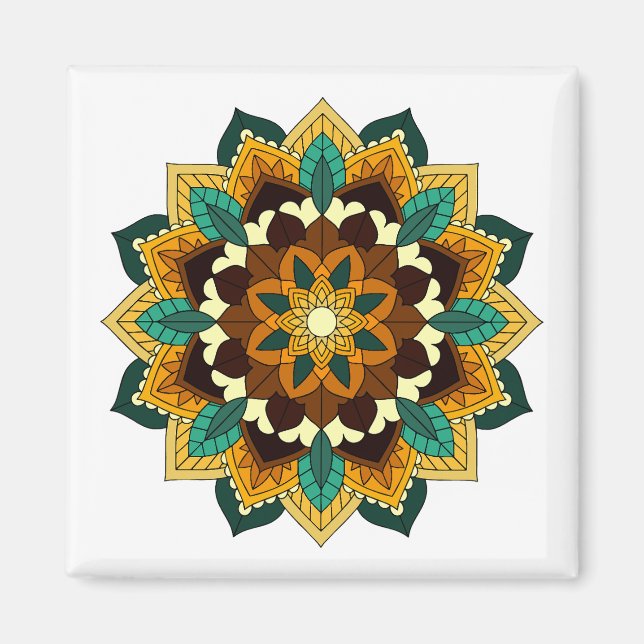Mandala Muster 02 in gelb & tan Magnet (Vorne)