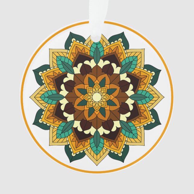 Mandala Muster 02 in gelb & tan Ornament (Vorderseite)