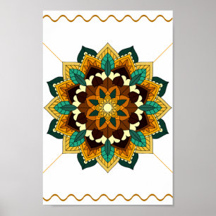 Mandala Muster 02 in gelb & tan Poster