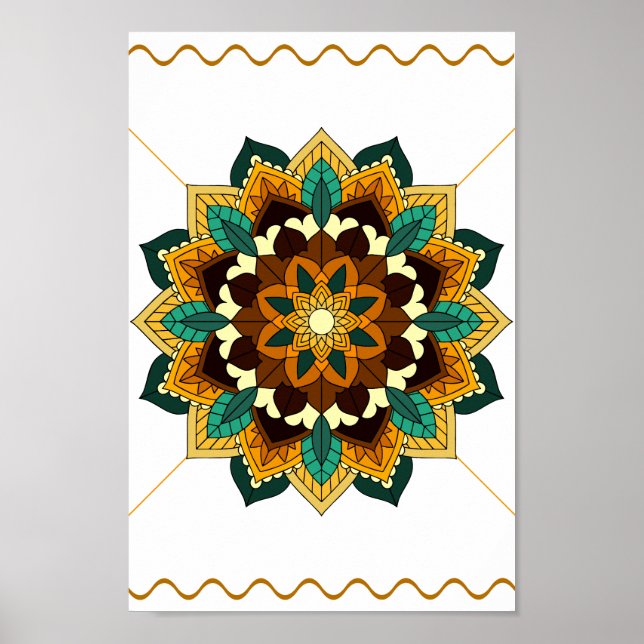 Mandala Muster 02 in gelb & tan Poster (Vorne)