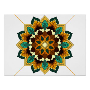 Mandala Muster 02 in gelb & tan Poster
